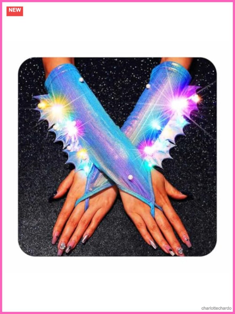 Light Up Fingerless Gloves Mermaid Elbow Length Rave Cosplay LED Gloves